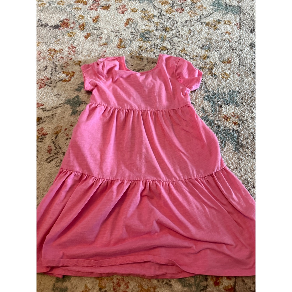 Cat & Jack Girls Pink Tiered Short Sleeve Dress Cutout Back Size L 10/12